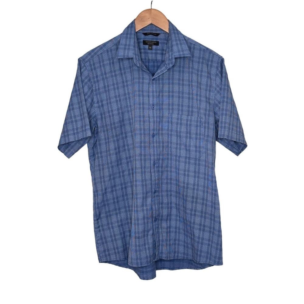 GIANFRANCO DUNNA Regular Fit Short sleeve Blue plaid shirt size medium